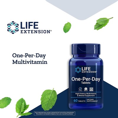 Life Extension One-Per-Day Tablets - 60 - High Potency Multivitamin & Mineral