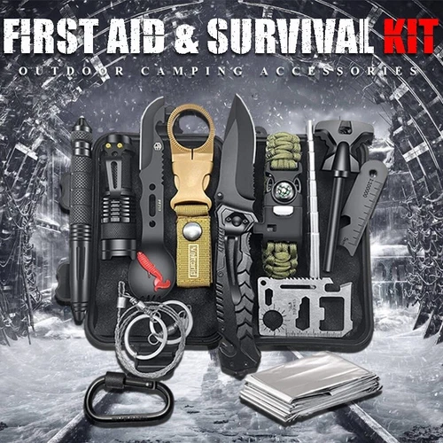 Survival Kit, 13 in 1 Emergency Survival Gear Camping Tools , Road Trip, hiking