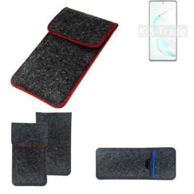 Schutzhülle für Samsung Galaxy Note10 Lite dunkelgrau roter Rand Filz Sleeve T