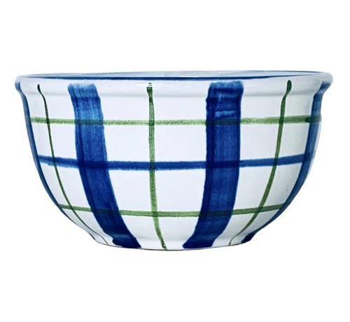 Mesa International SNOWMAN TRIO Blue Plaid Handcrafted Fruit Dessert Bowl NEW - Picture 6 of 9