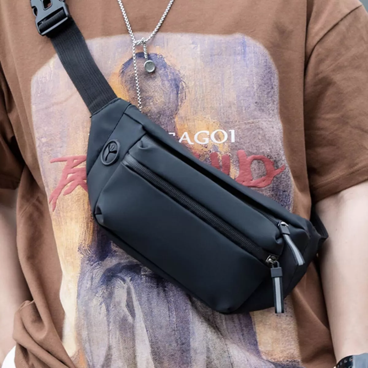 Men Minimalist Release Buckle Decor Crossbody Bag