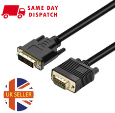 Image of 24+5 DVI to VGA Cable Dual Link DVI-I to VGA D-Sub Video Adapter Cable Lead UK