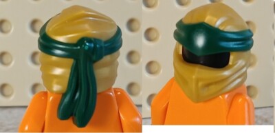 LEGO Ninja Green Gold Mask Scarf Headwrap Wrap Head Gear Long Bandana Tied