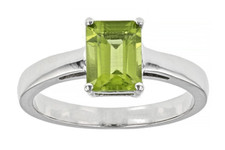 Natural Manchurian Peridot Ring-Rhodium Plated 925 Sterling Silver Size 7 NEW