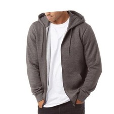 Basic DARK GREY mens zip hoodie charcoal Zipped sweatshirt with hood