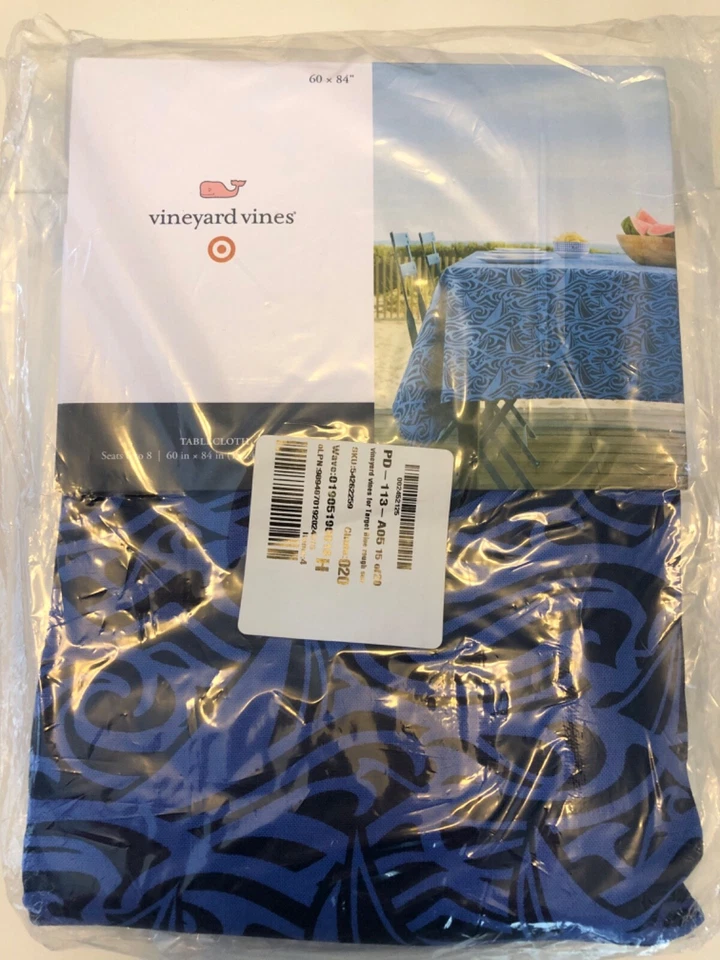 NWT Authentic VINEYARD VINES For Target Rough Seas Tablecloth in Blue 60" x 84" - Image 3 of 4