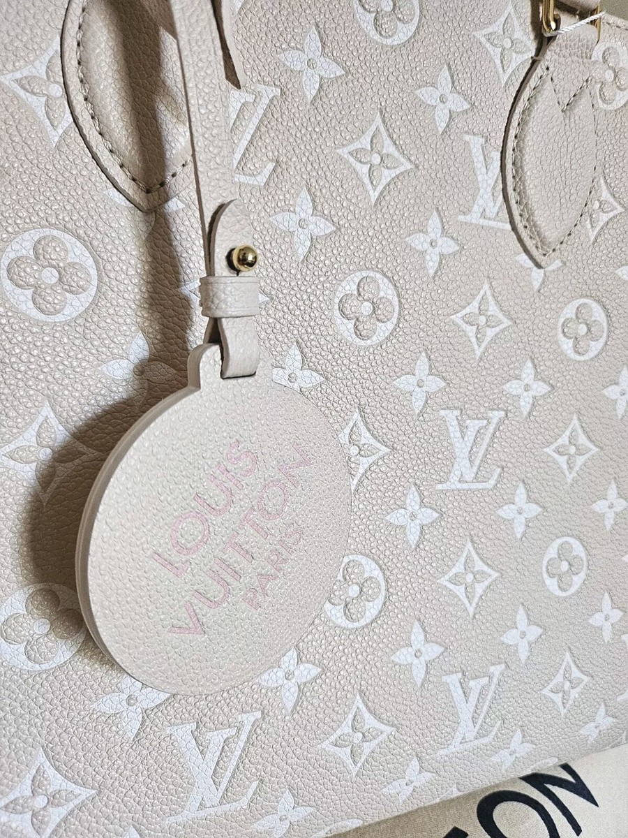 Louis Vuitton OnTheGo Tote MM Beige Pink Yellow Monogram Embossed
