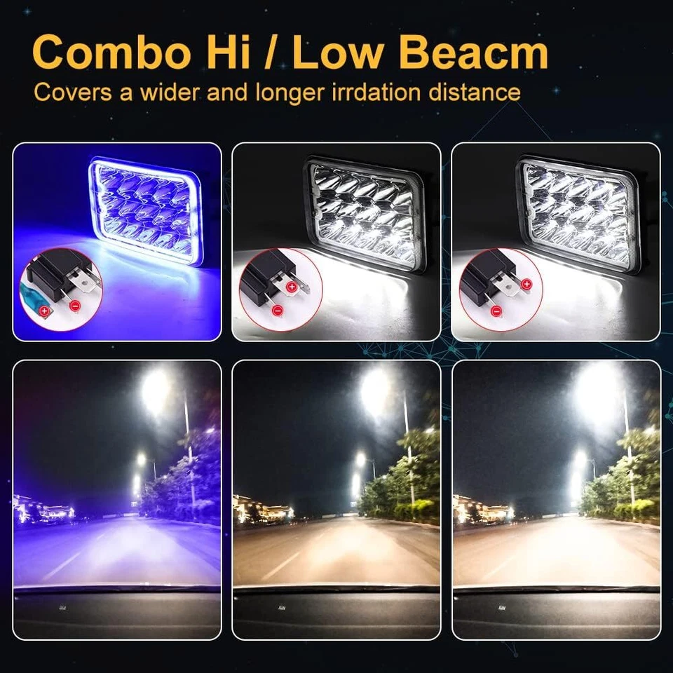 Faros LED Blue Halo 4x6" aptos 1977 1978 1979 1980 1981-86 Chevrolet Caprice Foto 2 de 4