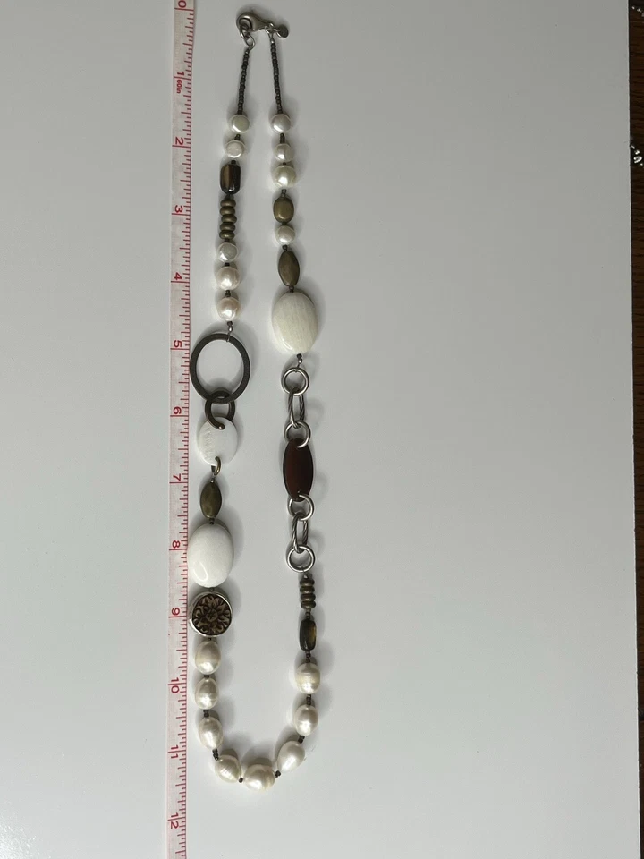 "Collar Silpada de plata de ley 925 perlas cobre latón concha 24""" Foto 2 de 4