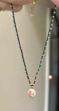 Pearl Turquoise Seed Bead Quartz 14k Gold Filled Necklace Silk Sundance Catalog