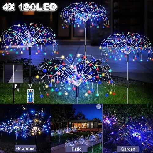 2/4X Solar Firework Light 120/150 LED Sparkle Pathway Lawn Decor Outdoor Garden~ - Picture 19 of 43