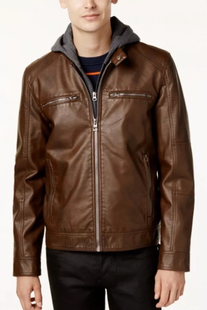 Mens imitation top leather jacket