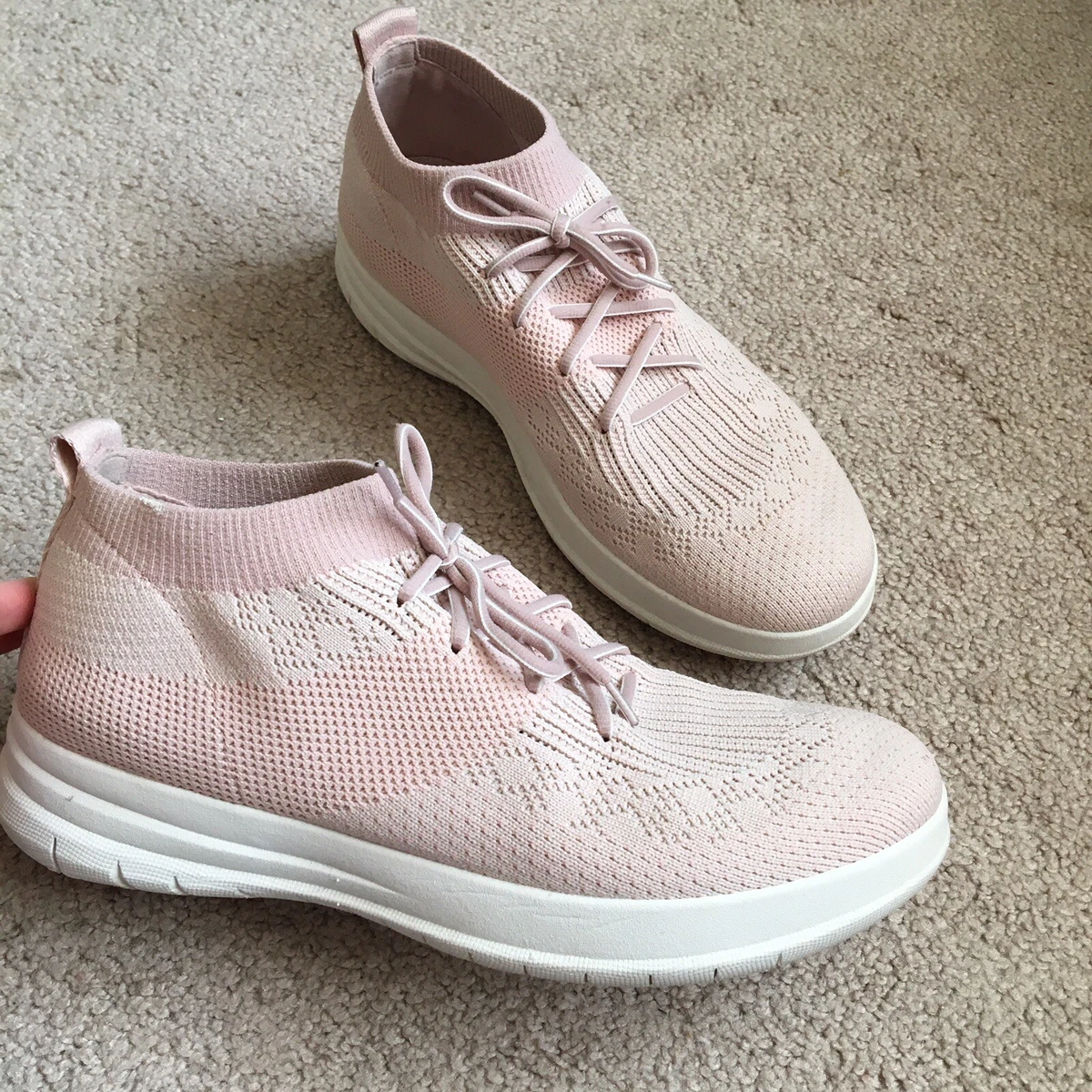 Fitflop uberknit high top pink sneakers E91 460 womens size 9