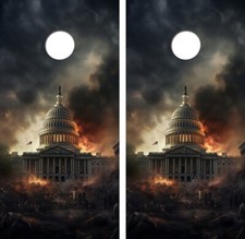 White House On Fire Cornhole Board Wrap LAMINATED Decal Vinyl Sticker 4939