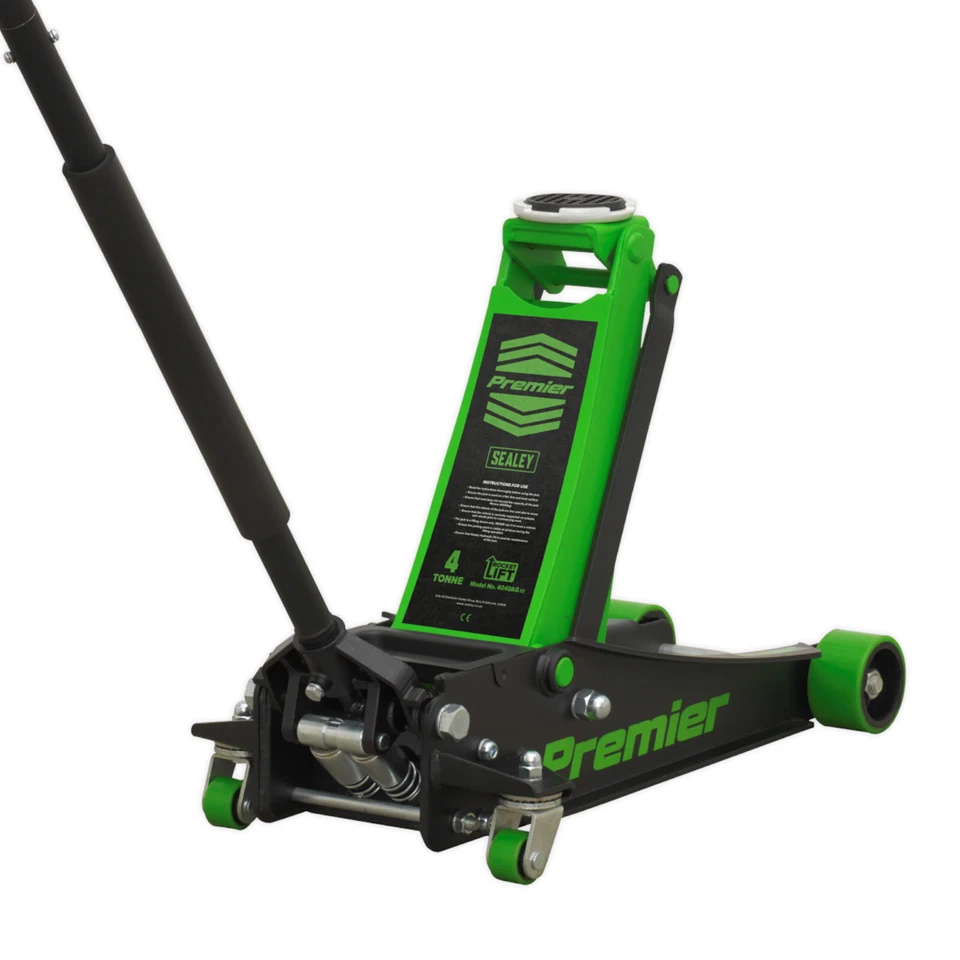 Sealey 4040AG Premier 4 Tonne Ton Green Low Profile Trolley Jack Rocket Lift - Image 2 of 4