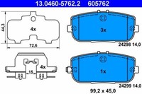 ATE 13.0460-5762.2 Bremsbelagsatz, Scheibenbremse FüR Abarth Passend FüR Fiat