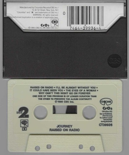 Journey Raised on Radio (Cassette, 1986 CBS) VG-VG+ - Picture 2 of 3