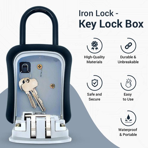 Iron Lock® - Key Lock Box Wall Mount for Keys 4 Digit Combination - Picture 49 of 63