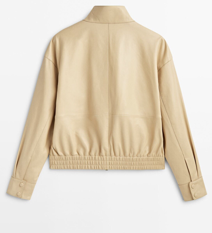 Massimo Dutti Nappa Leather Bomber Jacket Size L  (RP $499) image 5