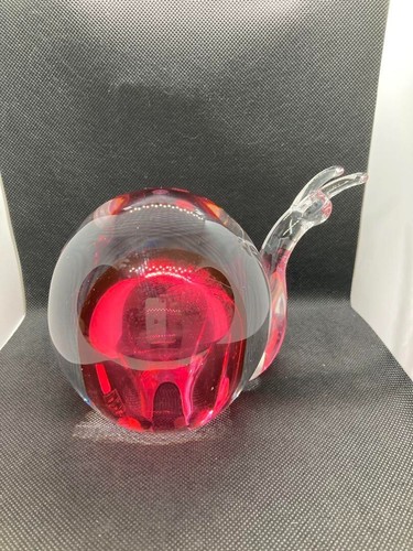 Gambaro & Poggi Venetian Murano Glass Snail Figurine Sommerso Red Made in Italy - Picture 2 of 8