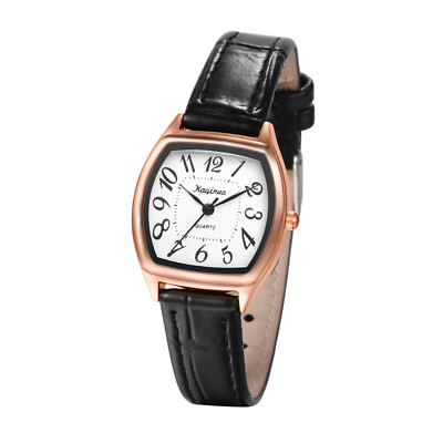 Women Girls Easy to Read Arabic Numerals Quartz Watch PU 
