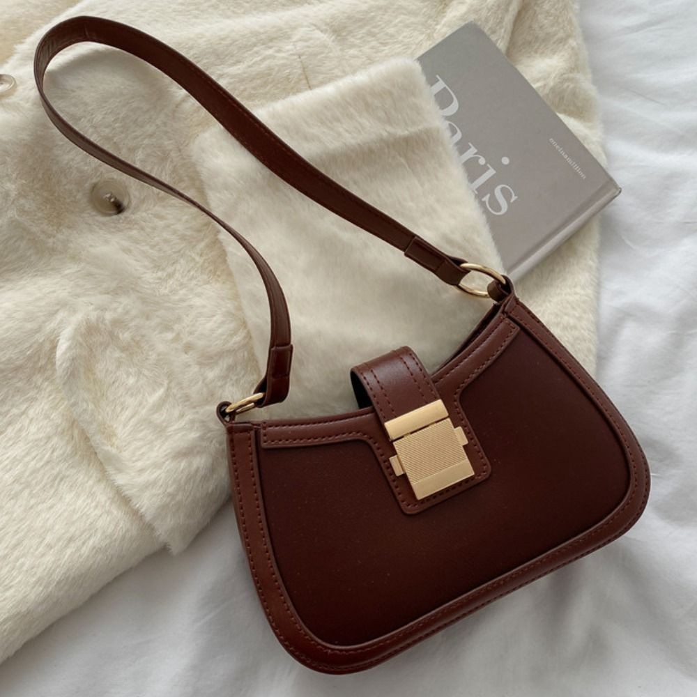Leather Solid Color Shoulder Bag Chain Handbag Ladies Underarm Bag Shopping Bag
