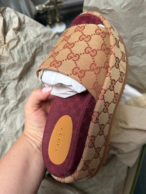 Orig.  Gucci Pantoletten GG Platform Slides Gr.36 1/2 Beige/Rose Neupreis 650 