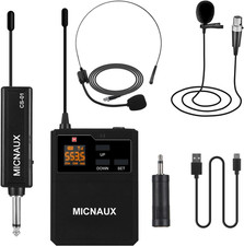 Sistema Micr fono Inal mbrico Recargable UHF Solapa y Diadema 48 Canales 260ft