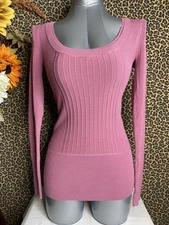 MIX IT Pink Scoop Neck Ribbed Sweater | MEDIUM |