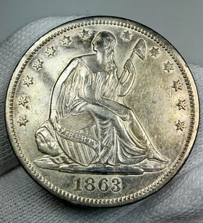 1863 S Seated Liberty Half Dollar 50c 90% Silver San Fransisco US Coin