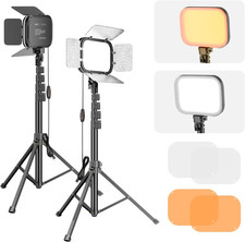 Bi-Color LED Video Light Set with Tripod, Filters, and Dimmable Features