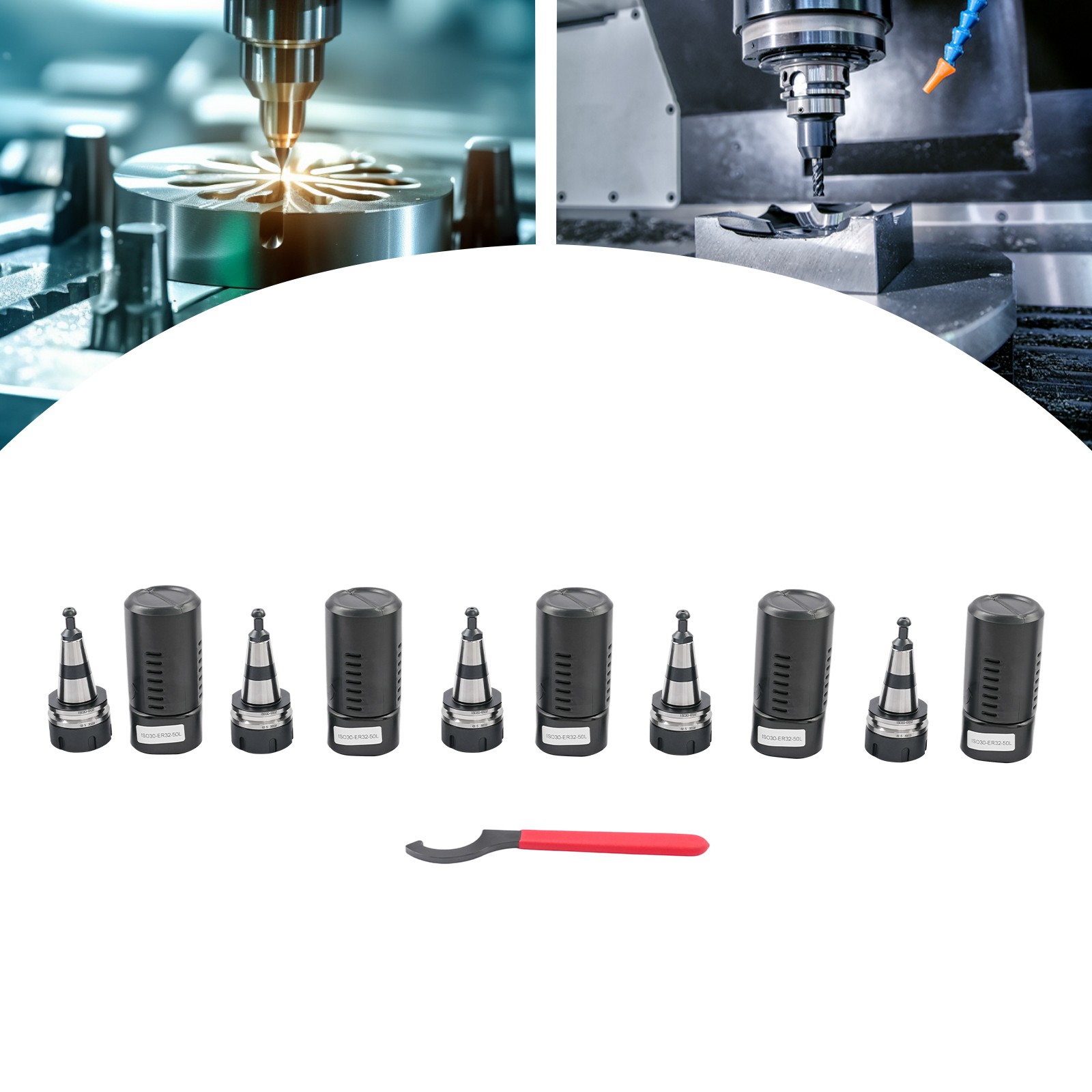 5Pcs ER32-50L Collets Sets ISO30 Balance Collet Chucks Kits with Spanner Wrench thumbnail 14