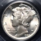 1943 S MERCURY DIME PCGS OLD GREEN HOLDER MS 63 FULL BANDS, SOFT POWDERY SILVER