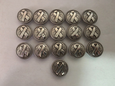 Lot of 16 Rare Vintage Ivan /Taiwan Conchos-  Screw Back- Breast Cancer Symbol