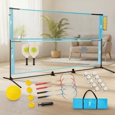 Portable 10ft Pickleball Badminton Net Set - Includes Rackets Accessories