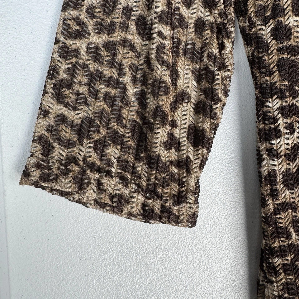 Just My Size Cardigan Tank Combo Top Womens Sz 2X 3/4 Sleeve Brown Animal Print - Image 3 of 4