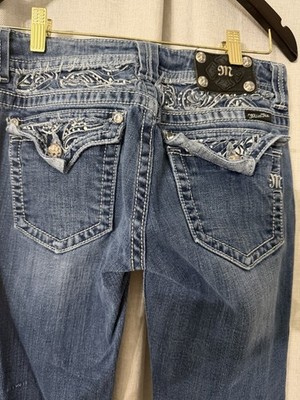 Miss Me Women s Bootcut Jean Blue Medium Wash Denim Embroidered Bling