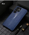For Samsung Galaxy S26 S25 S24 Pearl Fish Cover Genuine Stingray Leather Case