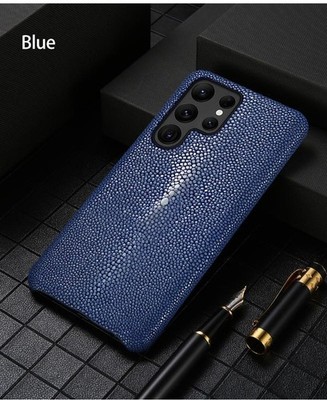 For Samsung Galaxy S26 S25 S24 Pearl Fish Cover Genuine Stingray Leather Case