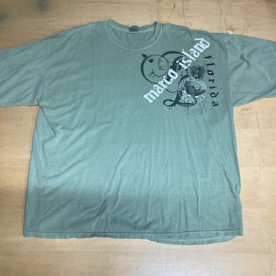 Gildan Heavy Cotton Marco Island Florida Graphic T-Shirt 2XL Green vintage 2004