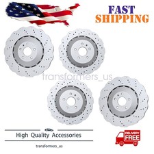 New For Rs7 14-16 Set Of Front Rear Vented Drilled Dimpled Disc Brake Rotors