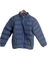 The North Face Puffer 550 Down Jacket Boys L 14-16 Blue Quilted Full Zip Coat