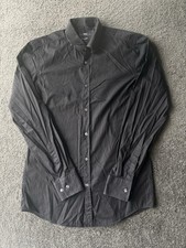 Boss Hugo Boss Men  s Black Slim Fit Cotton Button Down Shirt Black Sz 38/Large