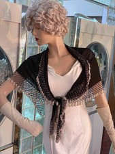 1920s Shawl Wrap Beaded Fringe Evening Cape Bridal Shawl Bolero Flapper Cover Up
