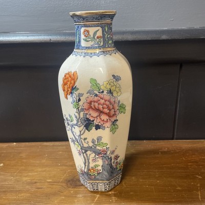 Vintage, Keeling & Co, Losol Ware ''Chusan' Muster achteckige Vase, 24 cm hoch