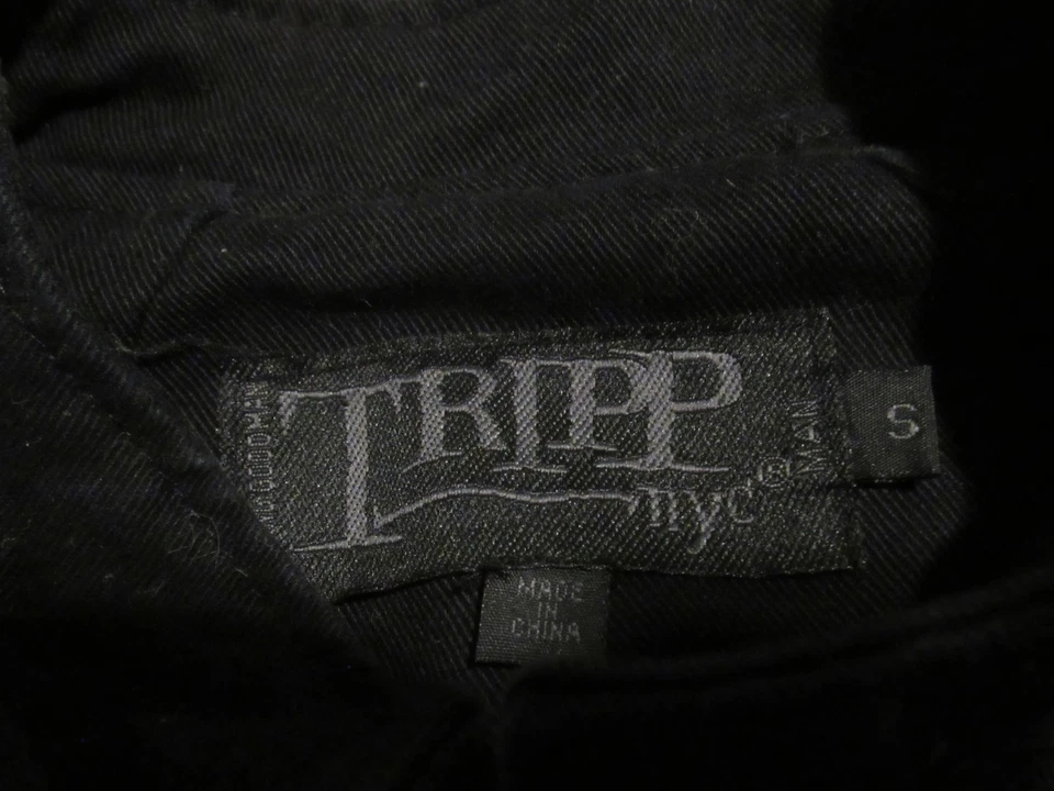 Tripp NYC Jacket Band Military Skull Punk Goth Industrial Denim Coat Mens S - Image 3 of 4
