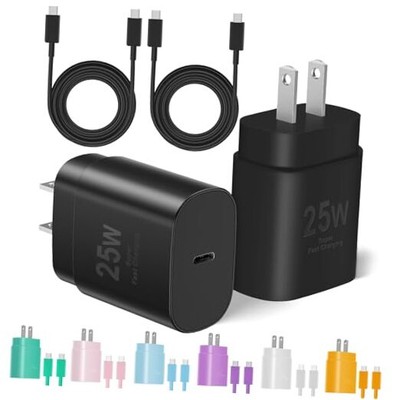 Type C Charger Fast Charging, USB C Charger Block, 2-Pack 25W Phone Super Black