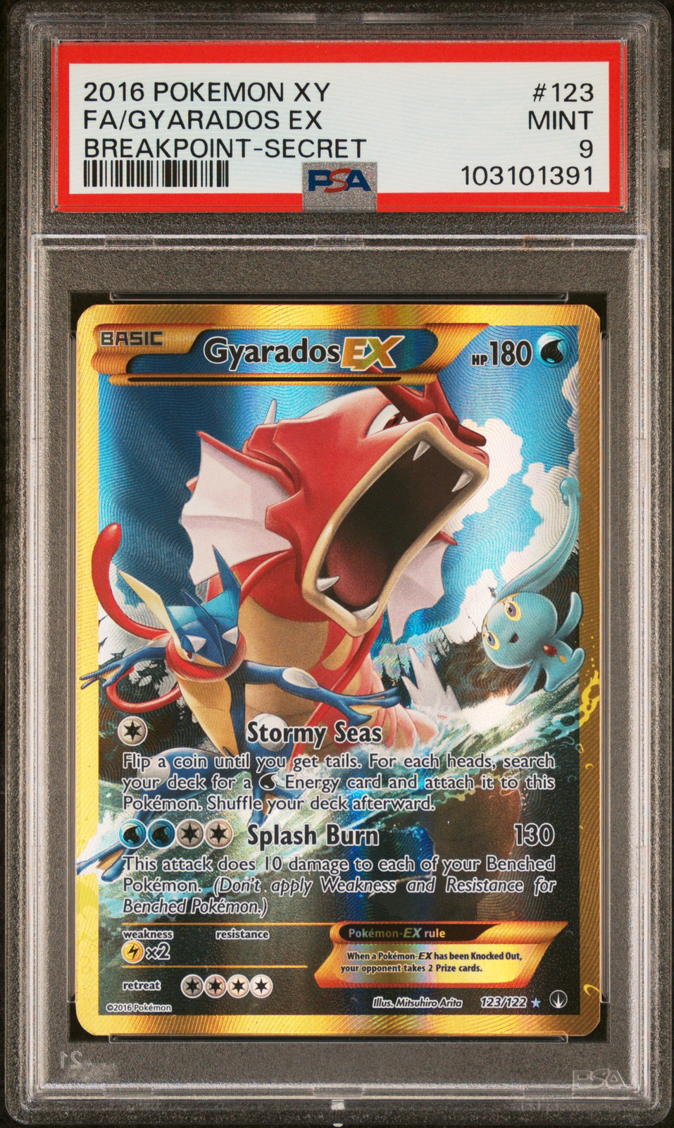 2016 POKEMON XY BREAKPOINT SECRET #123 FULL ART/GYARADOS EX PSA 9 - Main Image