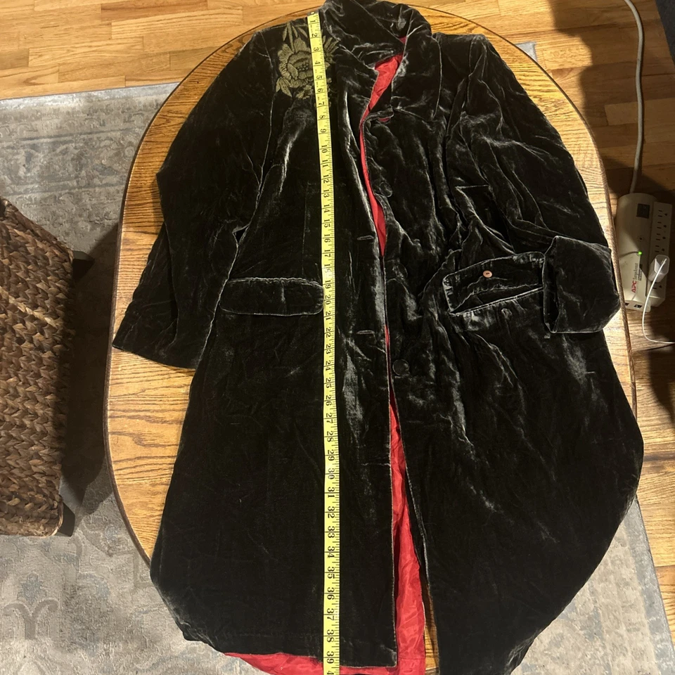 Vintage April Cornell Grey Velvet Floral Embroidered Jacket Size M - Image 4 of 4