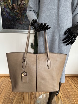 Tod's Joy Large Leather Shopper Handbag Color Beige